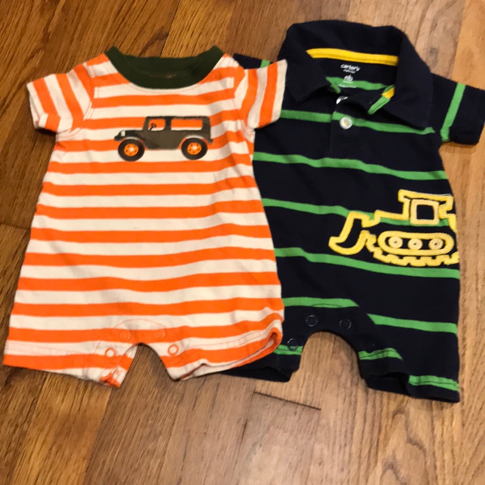Newborn summer onesies with vehicles